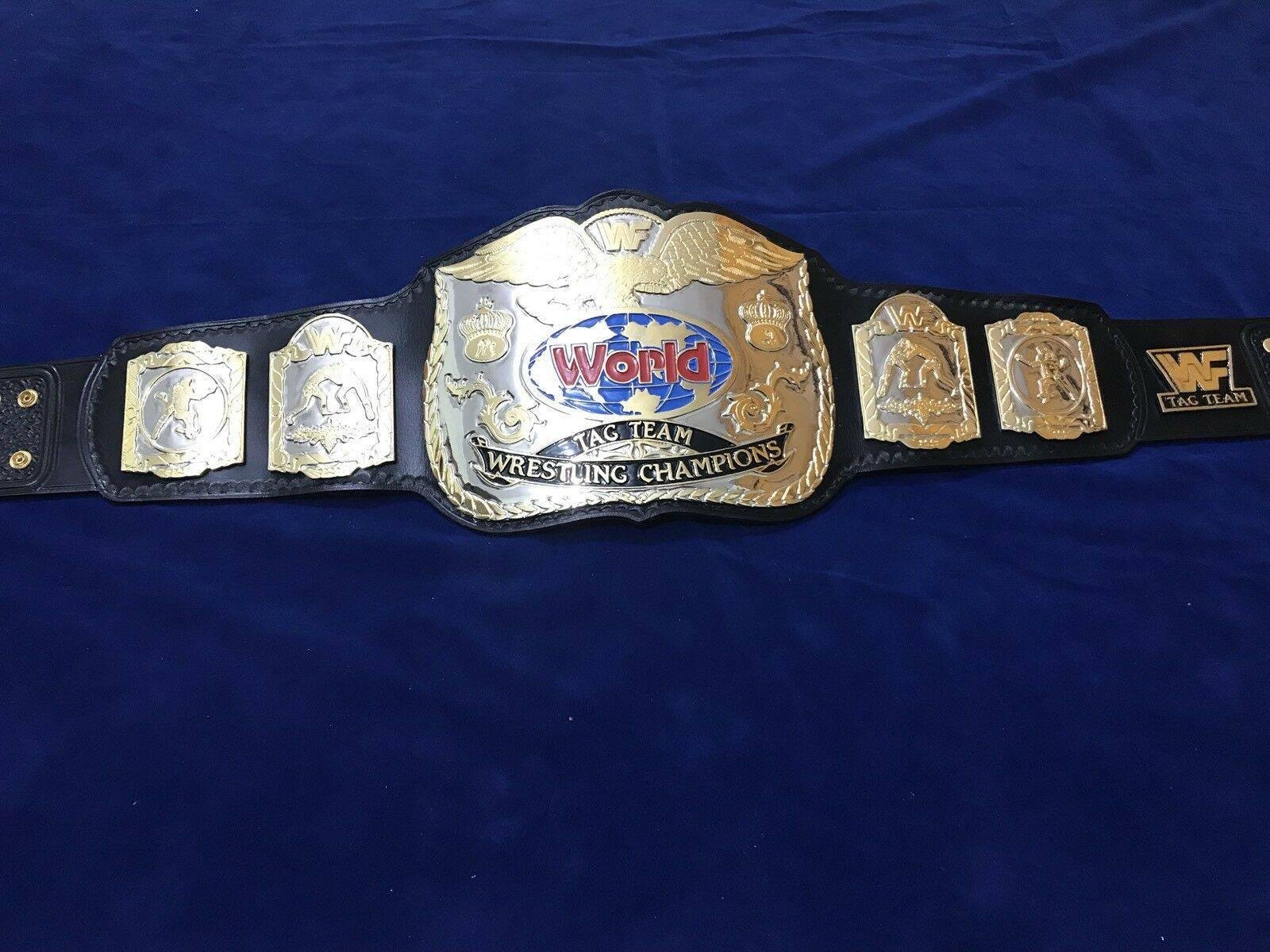 WWF WORLD TAG TEAM DUAL PLATED 24K GOLD Zinc Championship Belt - Image 5