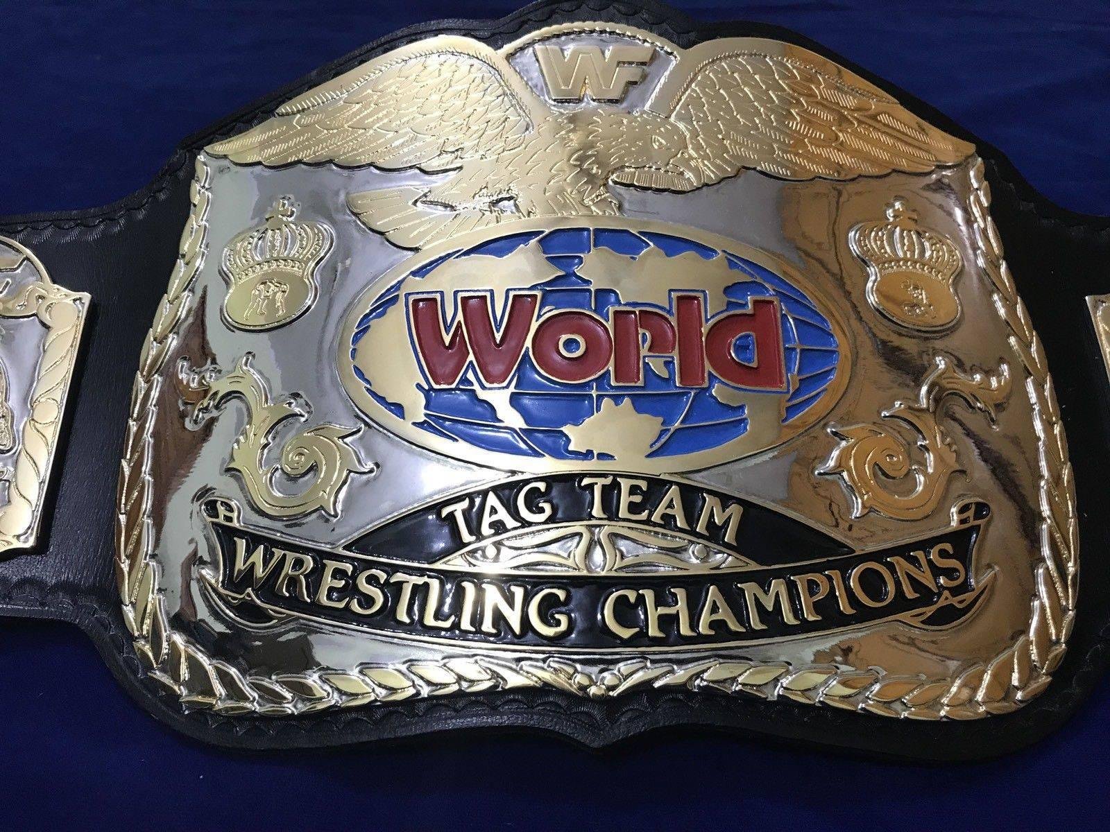 WWF WORLD TAG TEAM DUAL PLATED 24K GOLD Zinc Championship Belt - Image 4