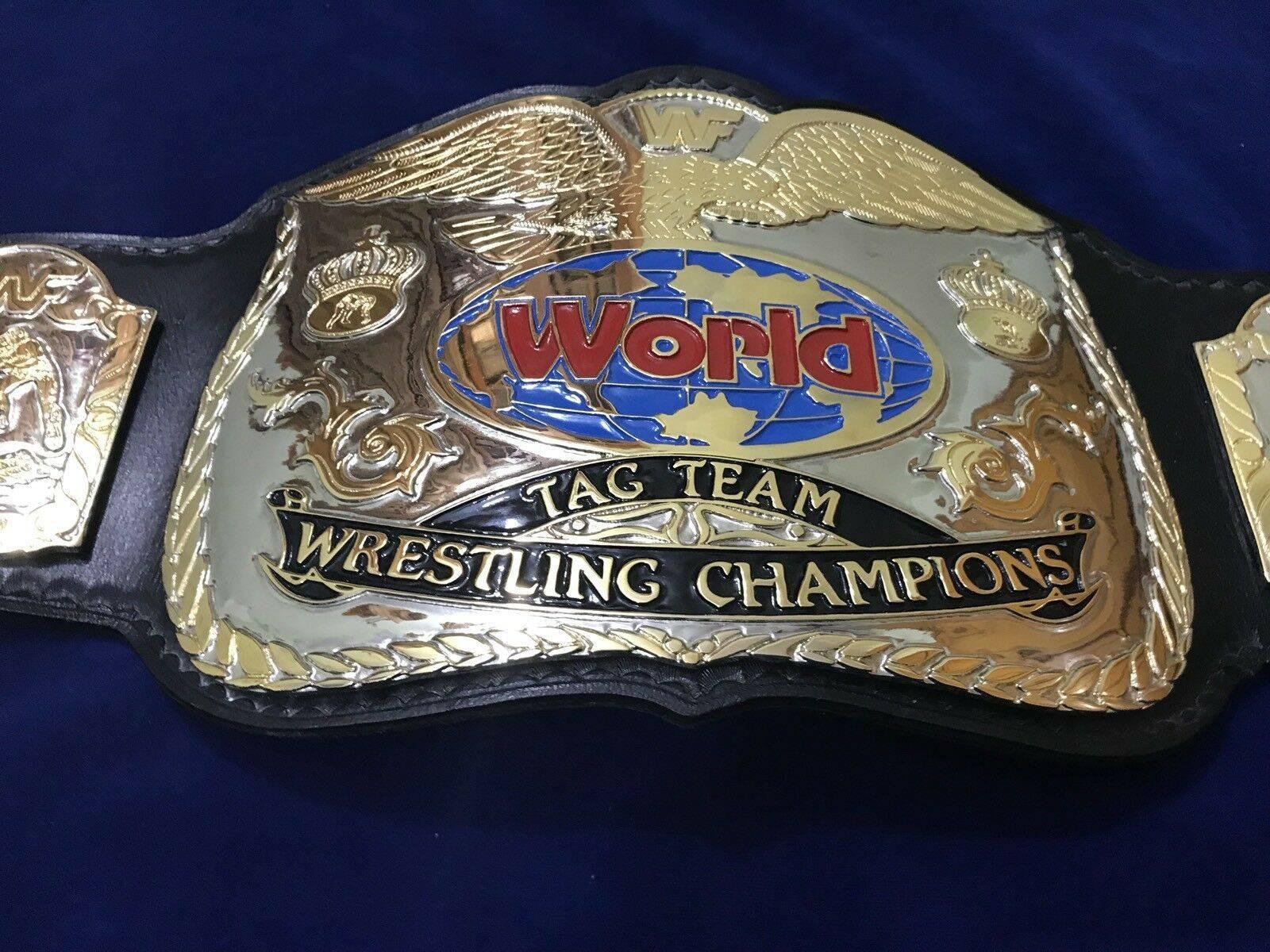 WWF WORLD TAG TEAM DUAL PLATED 24K GOLD Zinc Championship Belt - Image 3