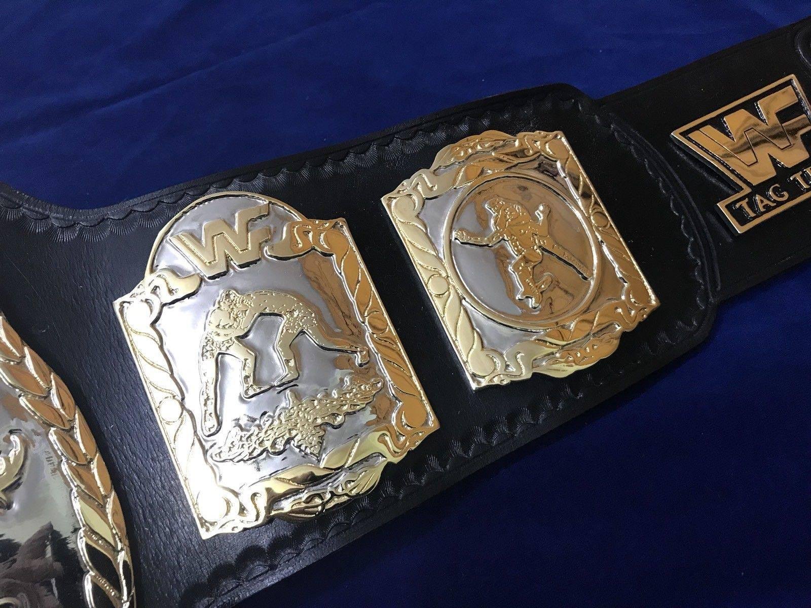 WWF WORLD TAG TEAM DUAL PLATED 24K GOLD Zinc Championship Belt - Image 6