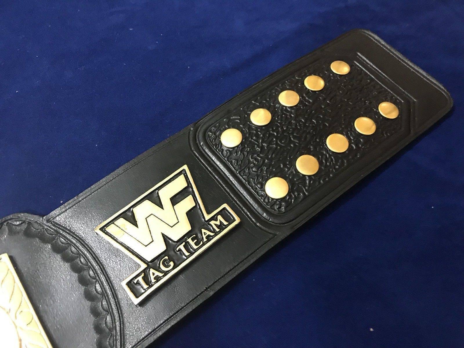 WWF WORLD TAG TEAM DUAL PLATED 24K GOLD Zinc Championship Belt - Image 7